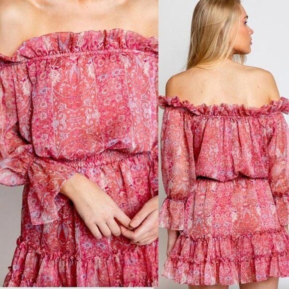 MISA LOS ANGELES Washed Rose Pink Danae Floral Blouson Mini Dress Sz XS NWT - Picture 2 of 12